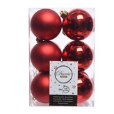 CAJA DE 12 BOLAS ROJAS DECORATIVAS PARA ARBOL DE NAVIDAD Ø6cm