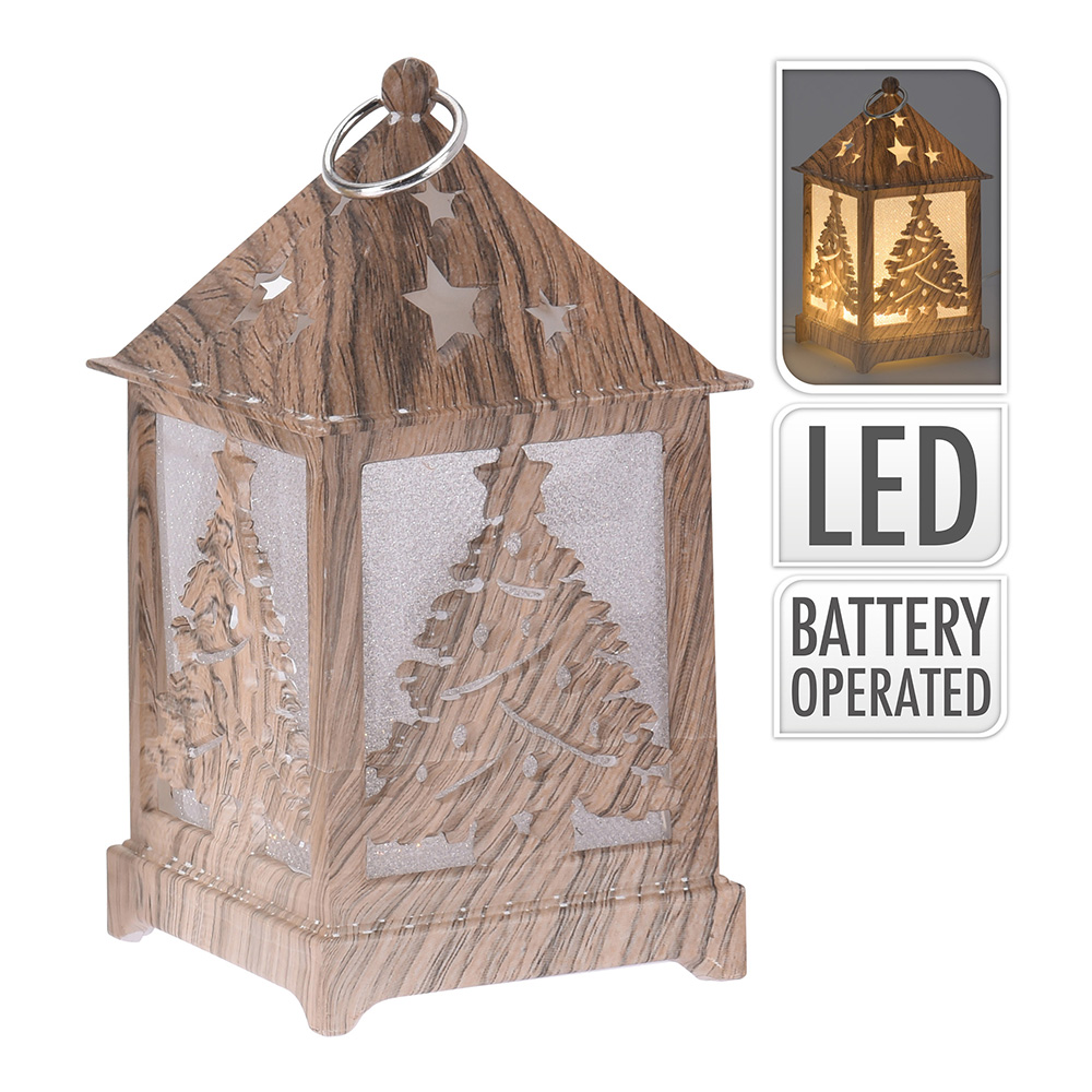 FAROL LED TALLADO EFECTO MADERA 6,5x6,5x12cm COLORES/MODELOS SURTIDOS - Ítem