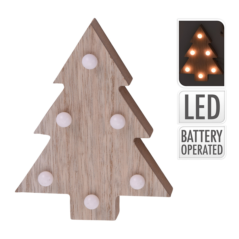 FIGURA DE MADERA DECORATIVA MOTIVOS NAVIDAD CON LED 10x3x13cm COLORES / MODELOS SURTIDOS