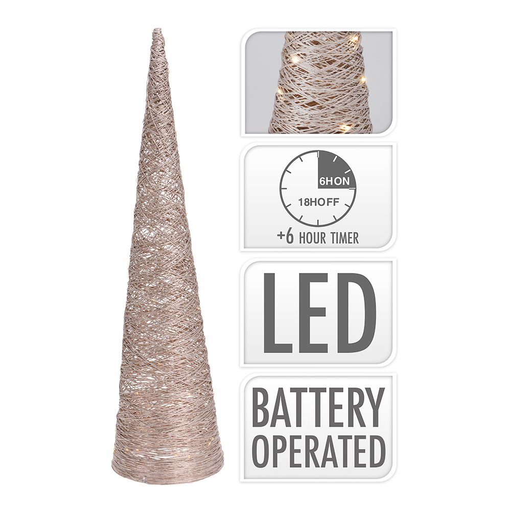 ARBOL EN FORMA DE CONO CON 40 LEDS 80cm DORADO - Ítem