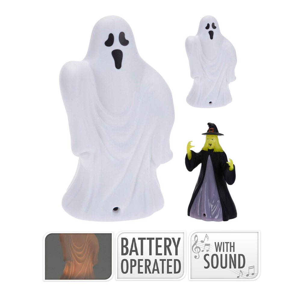 LINTERNA HALLOWEEN 14cm CON LED Y SONIDO MODELOS SURTIDOS