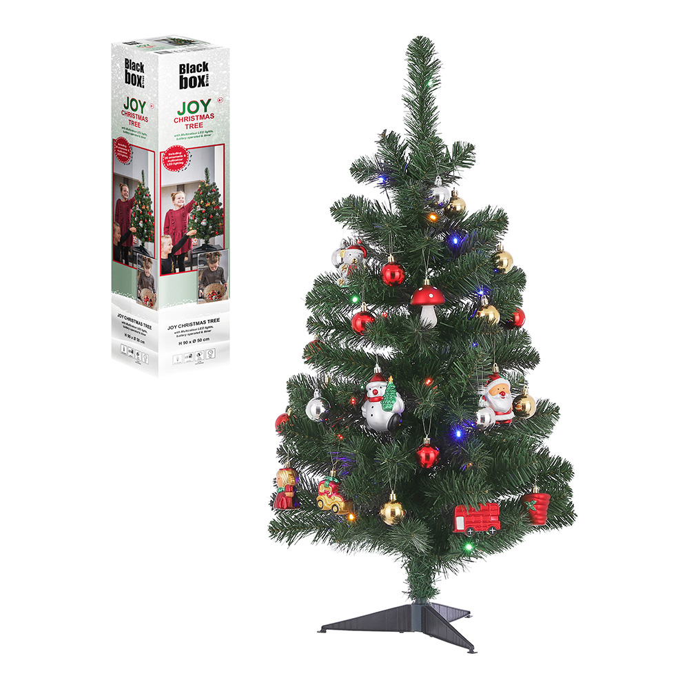 KIT INFANTIL ARBOL DE NAVIDAD CON DECORACION Y LUCES LED 90cm