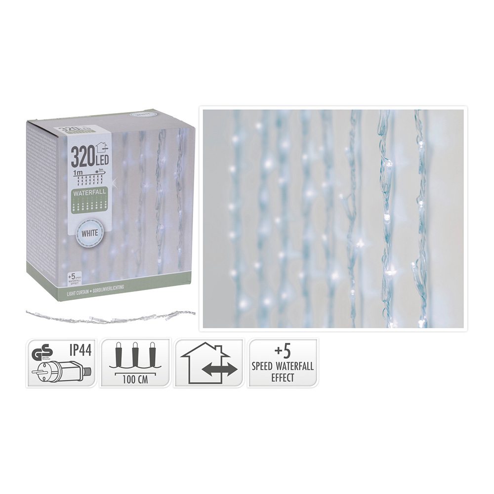 CORTINA 320 LEDS BLANCO FRIO CON 5 FUNCIONES 1x2m - Ítem