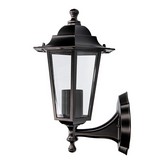 FAROL DE ALUMINIO Y CRISTAL PARA PARED. IP44 E27 60W COLOR NEGRO Ø19,5x21x32cm MODELO ZURICH. EDM