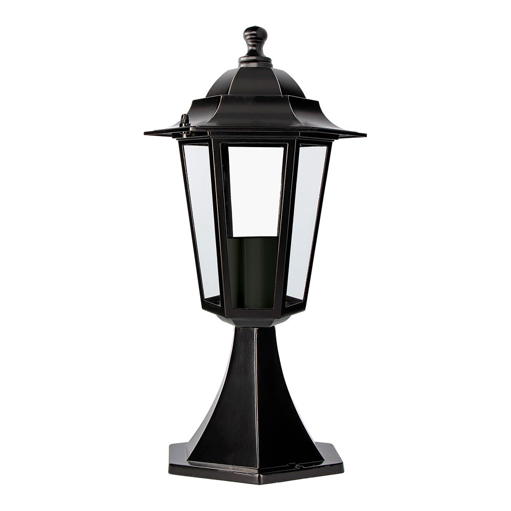 FAROL DE ALUMINIO Y CRISTAL PARA MURO IP44 E27 60W COLOR NEGRO Ø16x40cm MODELO ZURICH EDM