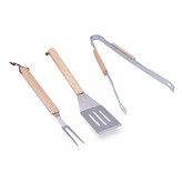 CONJUNTO DE 3 UTENSILIOS PARA BARBACOA MADERA/ACERO INOXIDABLE EDM