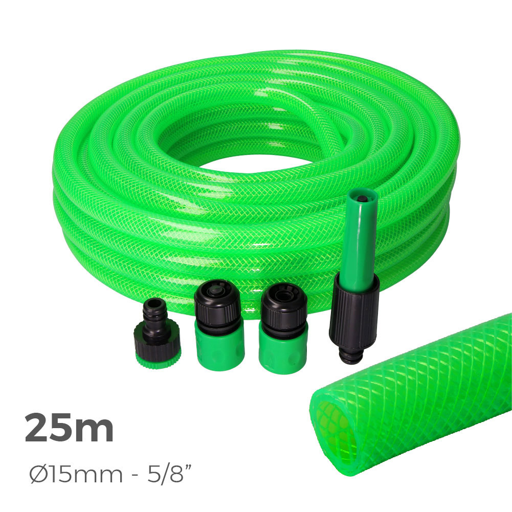 KIT MANGUERA DE JARDIN ANTI-TORSION Ø INTERIOR 15mm Ø EXTERIOR 20mm (5/8