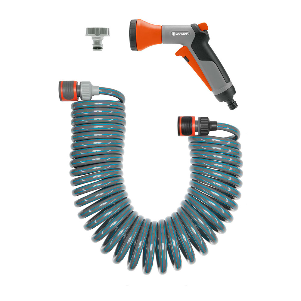 KIT DE MANGUERA ESPIRAL FLEXIBLE DE RIEGO. LONGITUD TOTAL 10m GARDENA - Ítem
