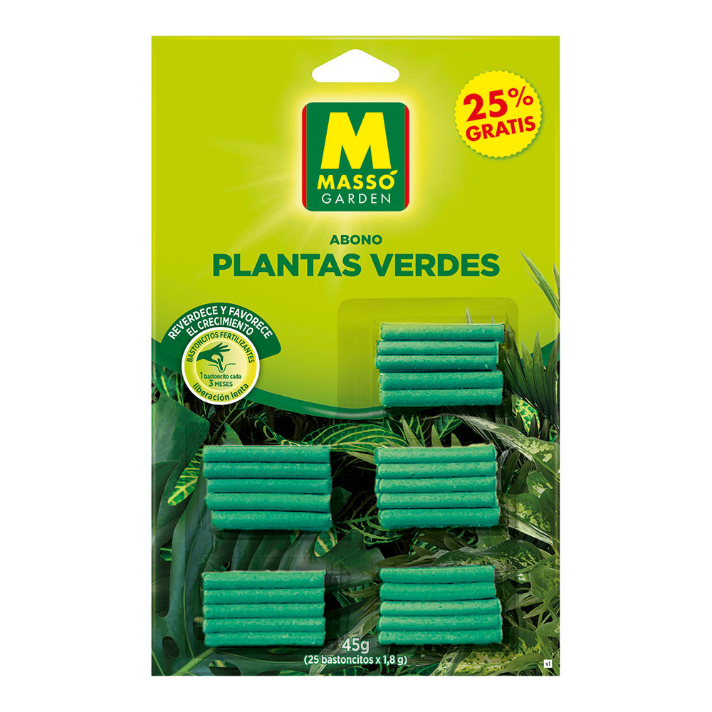 BASTONCITOS FERTILIZANTES PARA PLANTAS VERDES 45g. 231100 MASSÓ