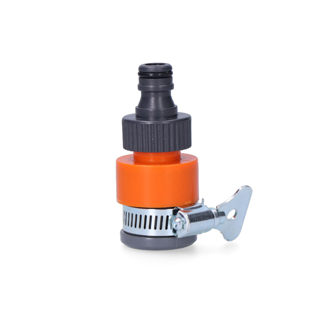 ENCHUFE PARA GRIFO SIN ROSCA CON ABRAZADERA Y ENCHUFE RAPIDO Ø18mm MACHO (BLISTER) EDM - Ítem