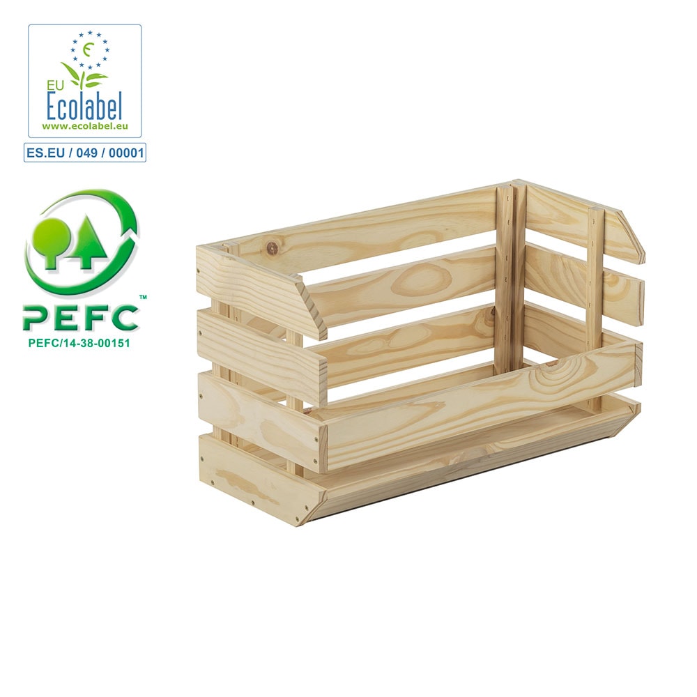 CAJA APILABLE EVOLUTION 60x28,5x35,3cm PINO SIN BARNIZ 100% PEFC CERT ASTIGARRAGA