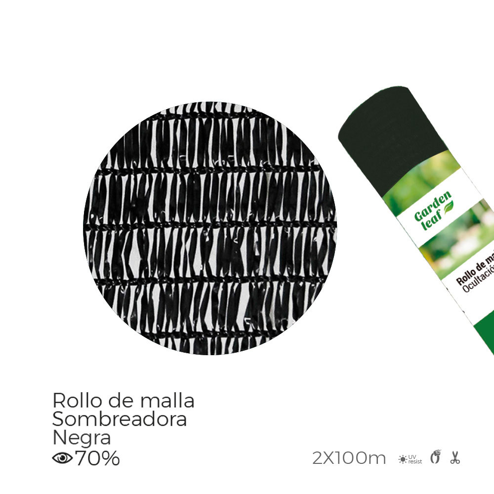 ROLLO DE MALLA SOMBREADORA. COLOR NEGRO 70% 2x100m EDM