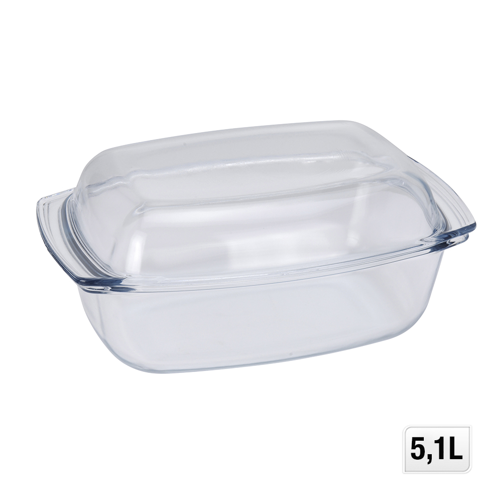 FUENTE RECTANGULAR DE CRISTAL CON TAPA 5L 34x21x9,5/15cm - Ítem