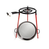 SET PAELLERA PULIDA Ø46cm CON TRIPODE Y QUEMADOR DE GAS 400mm VAELLO