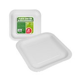 PACK CON 25 unid. PLATOS CUADRADOS BLANCOS DE CARTÓN 23x23x2cm BEST PRODUCTS GREEN