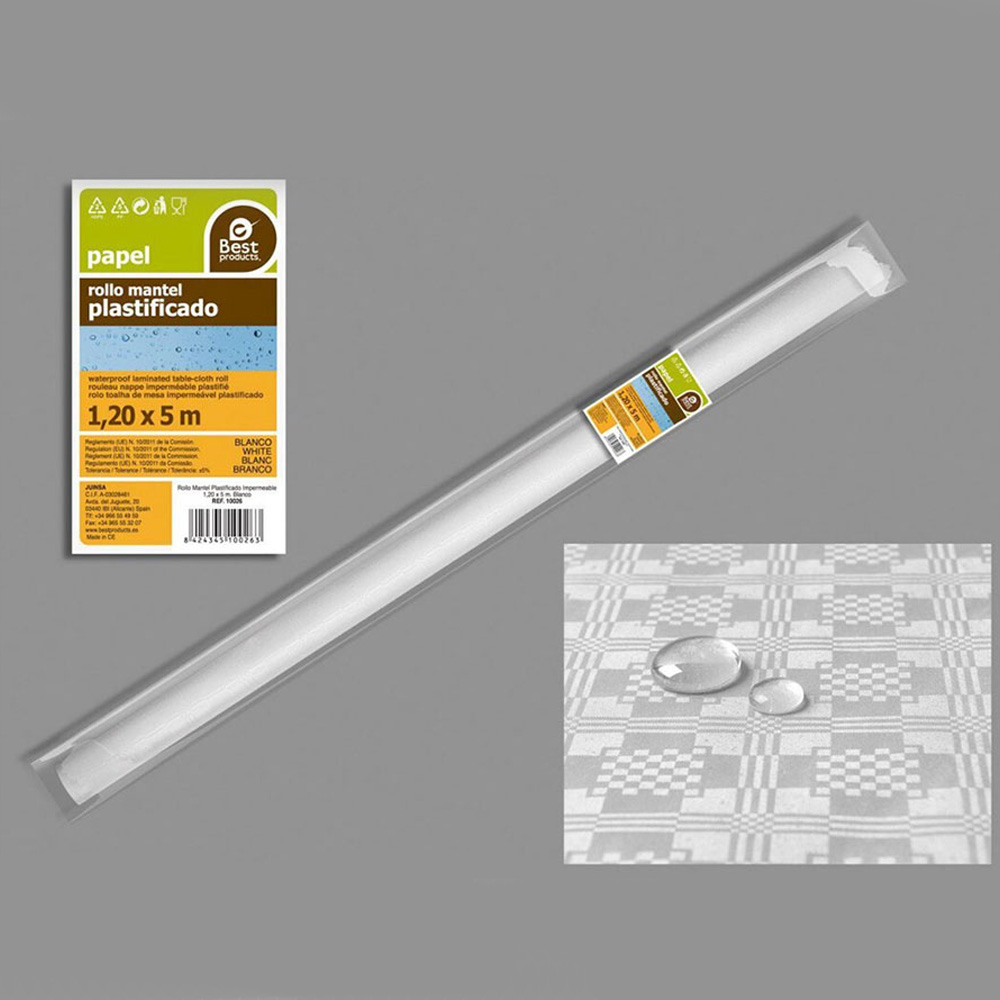 ROLLO DE MANTEL PLASTIFICADO BLANCO 5x1,2m