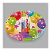 BOLSA CON 6 PLATOS DE CARTON DISEÑO GLOBOS Y VELAS Ø18cm