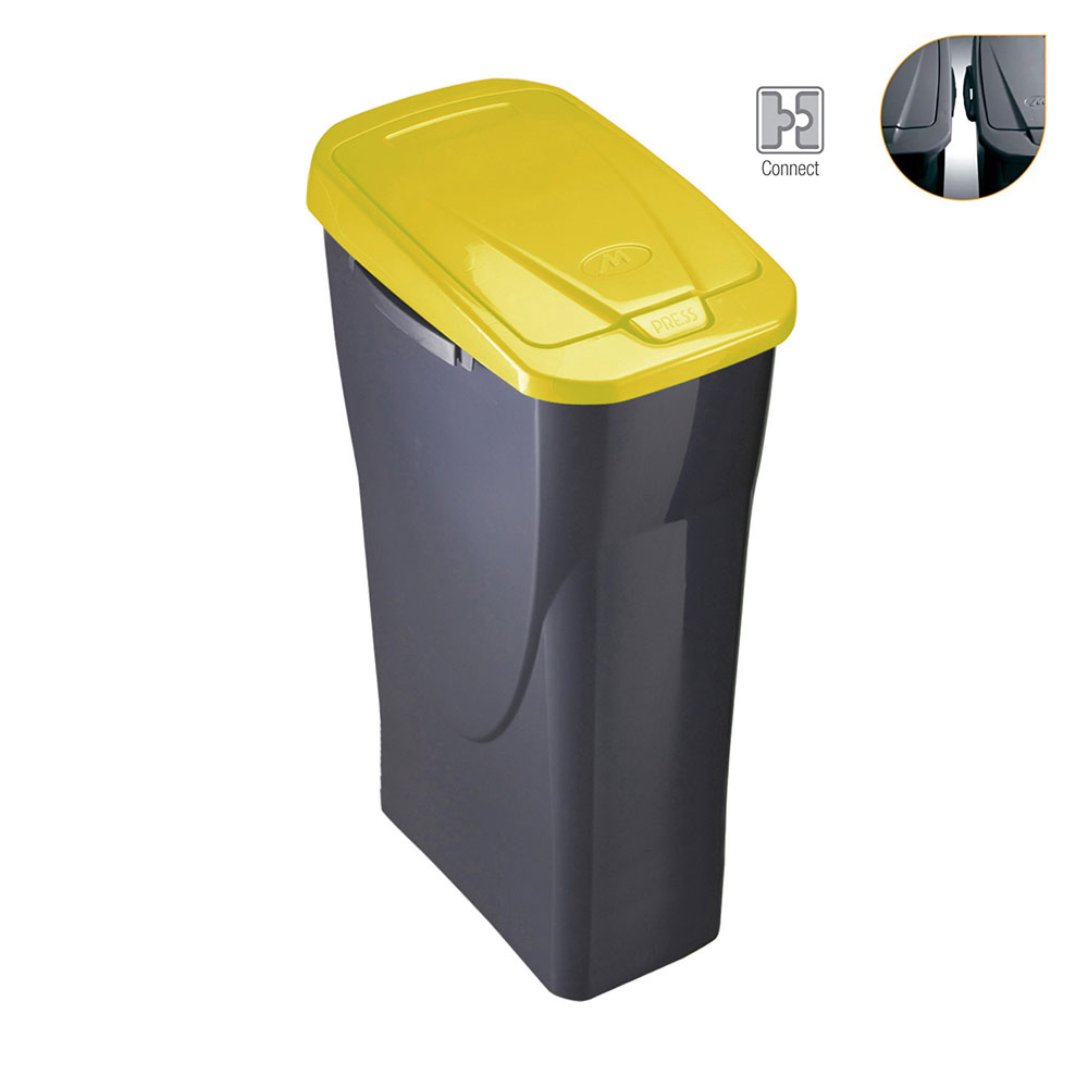 CUBO 25 LITROS ECOBIN CON TAPA COLOR AMARILLO 21,5x36x51cm MONDEX - Ítem