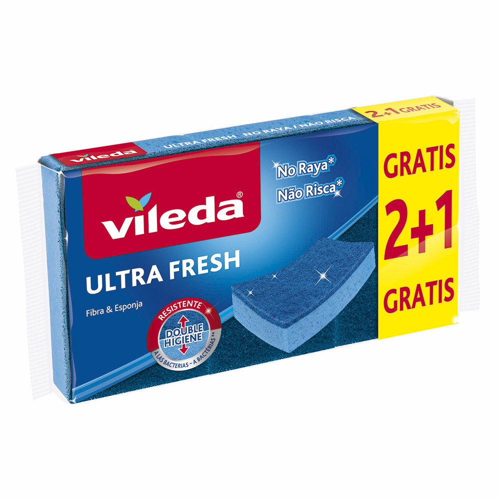 ESTROPAJO ULTRA FRESH NO RAYA CON ESPONJA 2+1 166459 VILEDA