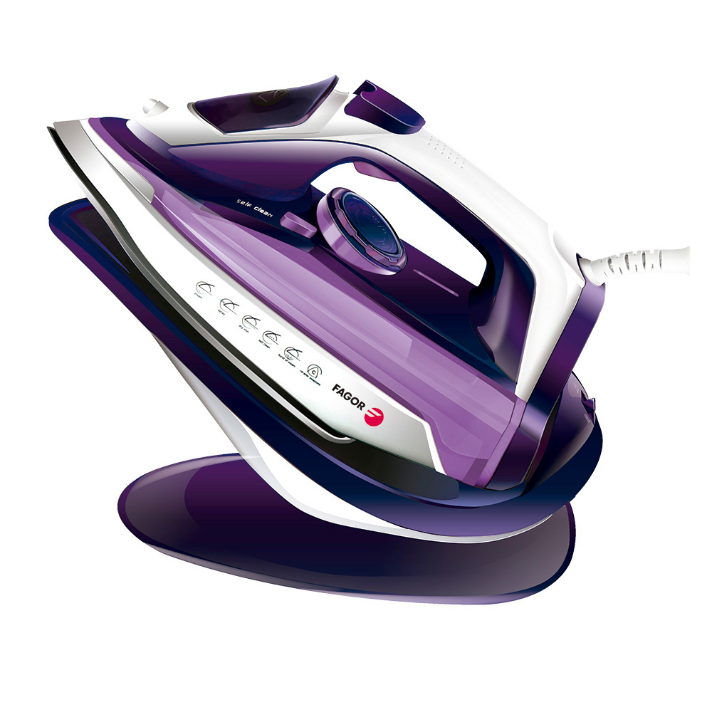 PLANCHA INALÁMBRICA 2 EN 1 CON BASE 2600W MORADA FAGOR 16x32,5x26,5cm - Ítem