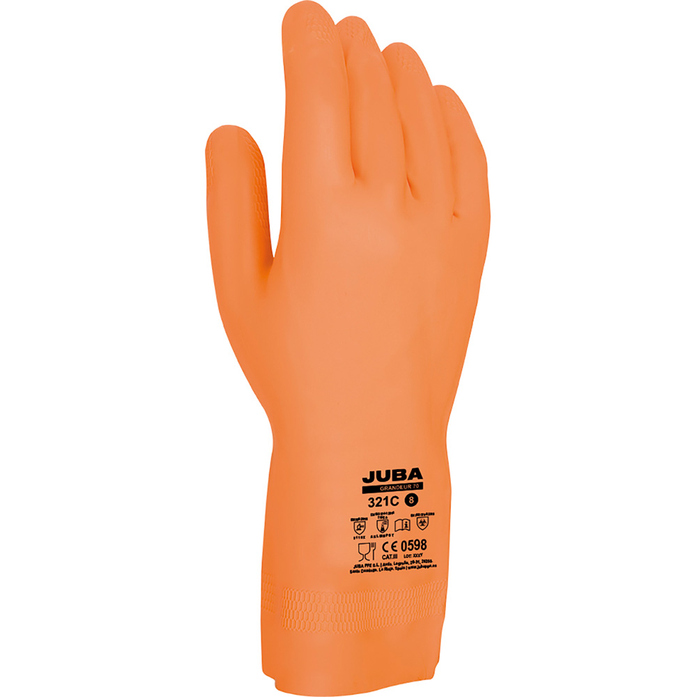GUANTE DE TRABAJO LÁTEX/NEOPRENO NARANJA TALLA 8 JUBA - Ítem