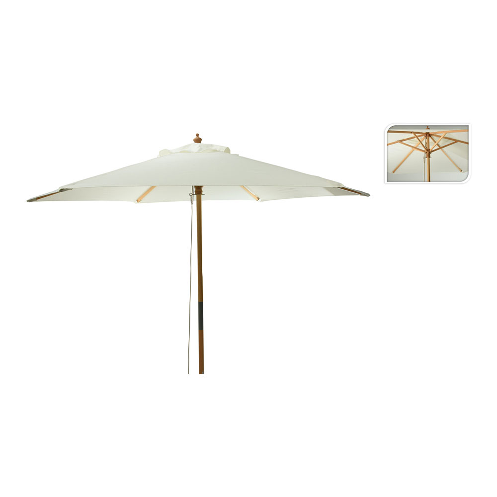 PARASOL CON MANGO DE MADERA, DIÁMETRO DE 250cm - Ítem