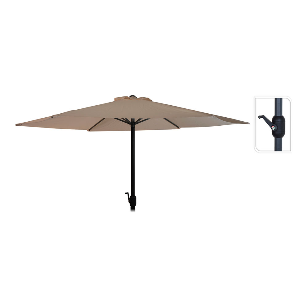 PARASOL Ø300cm ALTURA 248cm. POSTE DE ALUMINIO CON MANIVELA COLOR: TAUPE