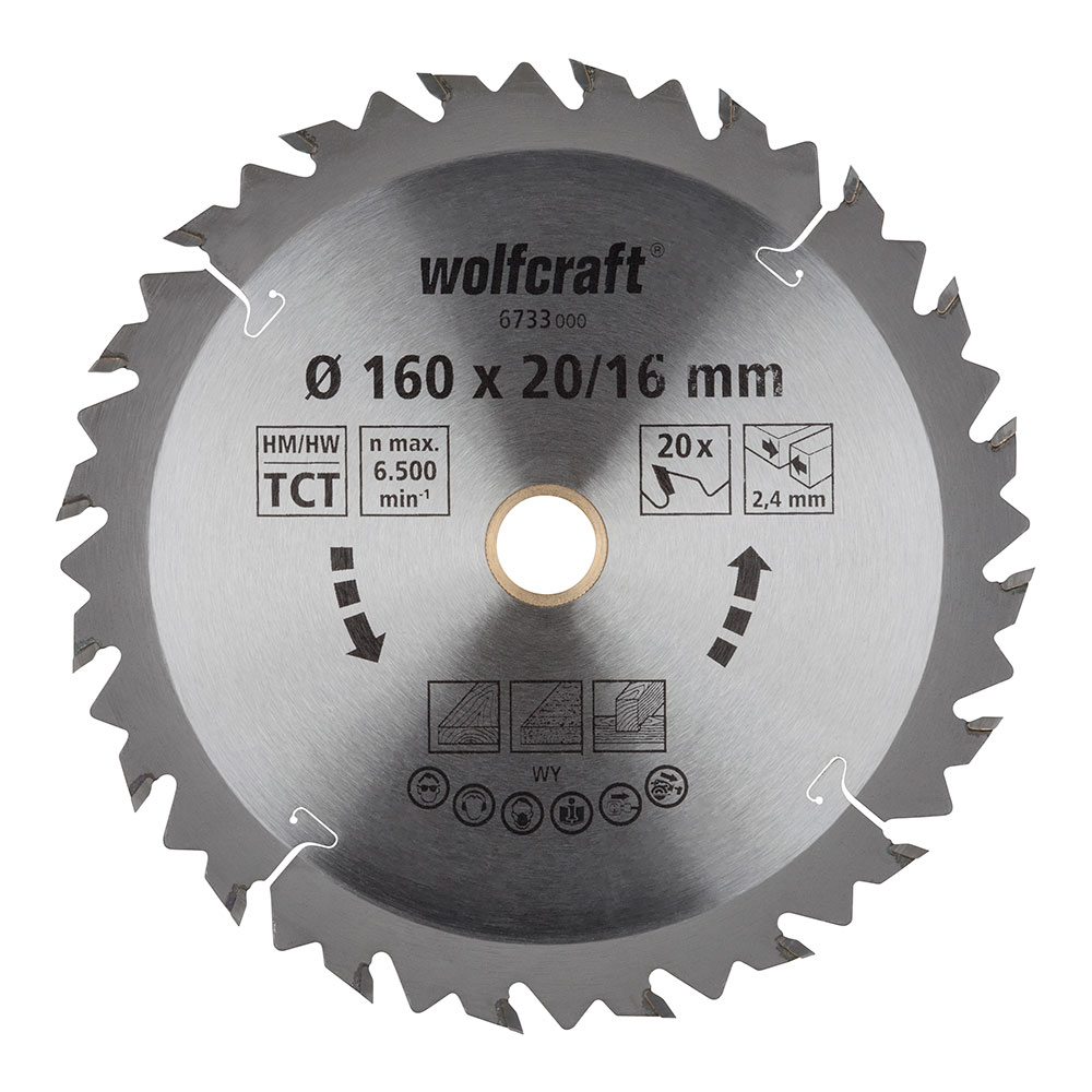 DISCO DE SIERRA CIRCULAR CT, 20 DIENTES Ø160mm 6733000 WOLFCRAFT