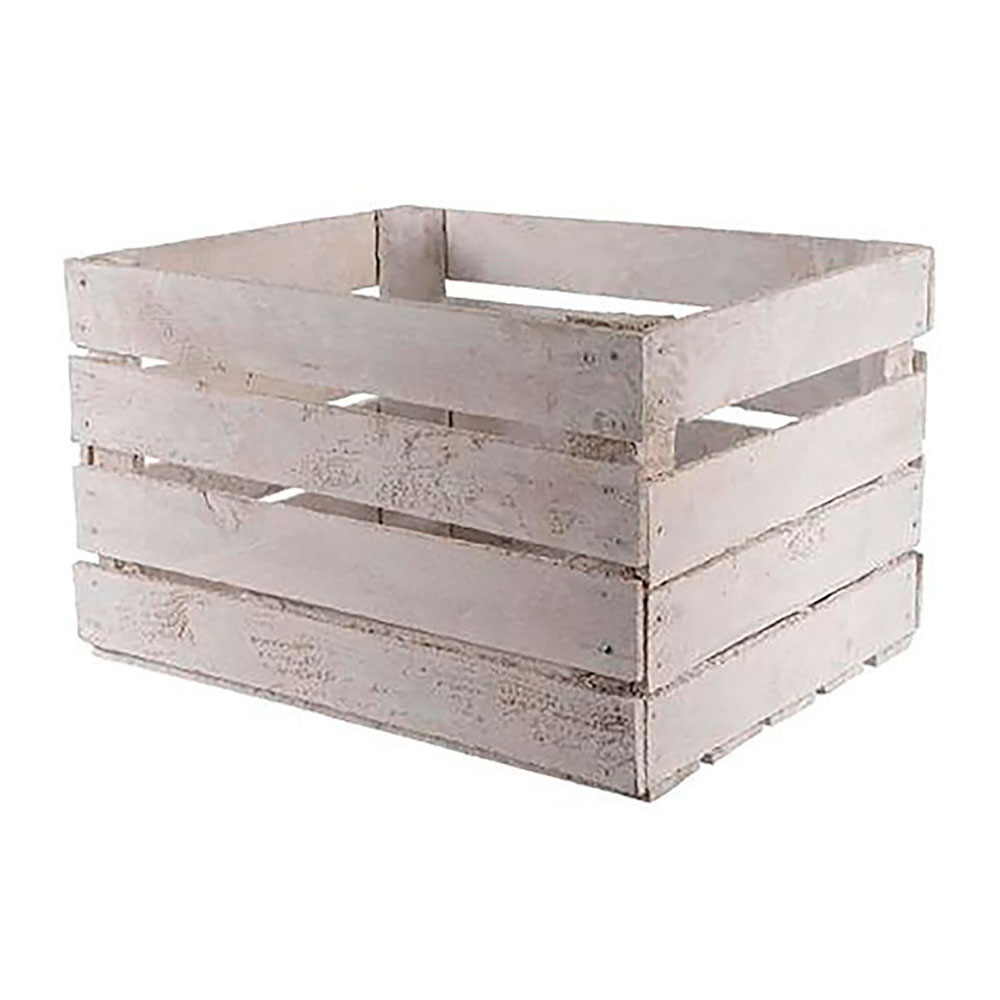 CAJA DE MADERA BLANCA ESTILO FRUTERIA