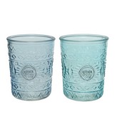 VASO DE CRISTAL CON RELIEVE Ø8.3x10.3cm 350ml COLORES/MODELOS SURTIDOS