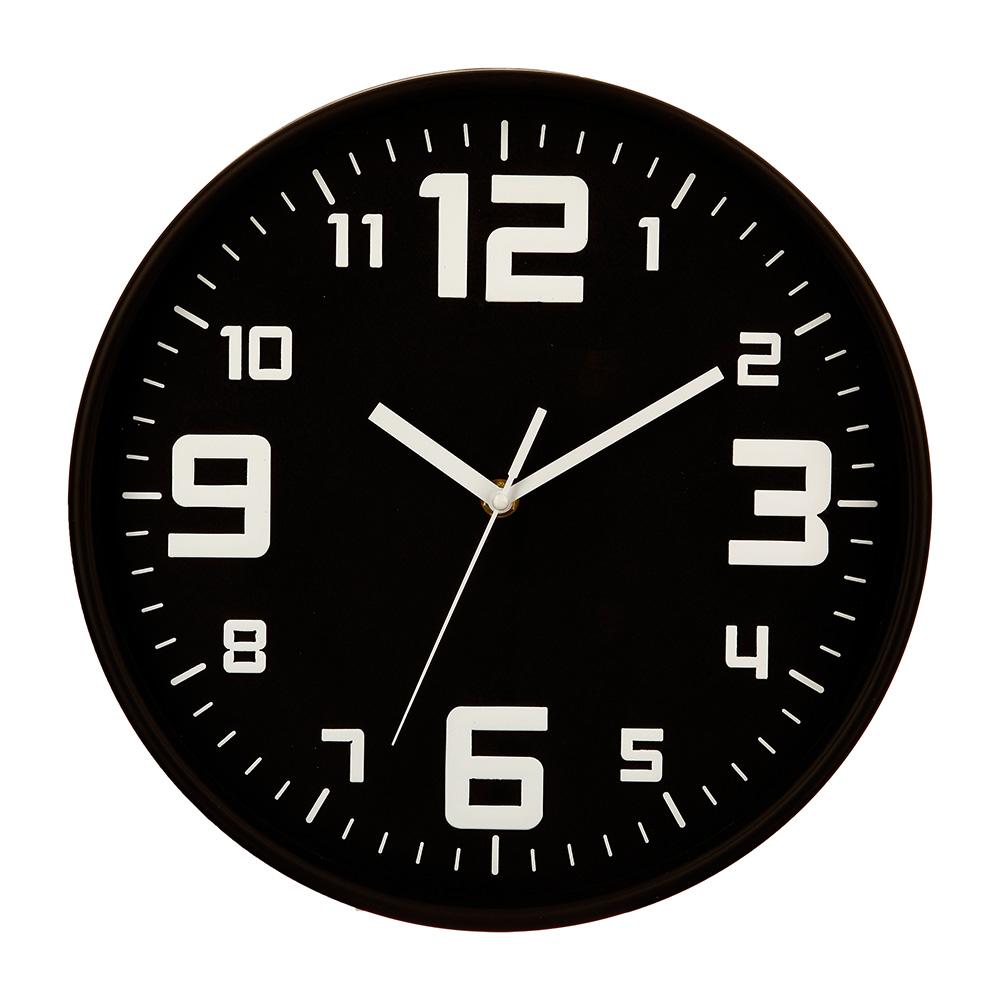 RELOJ COLOR NEGRO Ø30cm