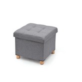 PUF ALMACENAJE GRIS CON PATAS DE MADERA 38x38x34cm