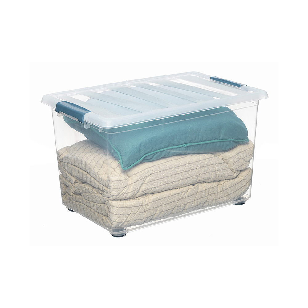 CAJA KATLA TRANSPARENTE 57L CON RUEDAS Y ASAS ERGONOMICAS 59x39x36,5cm - Ítem