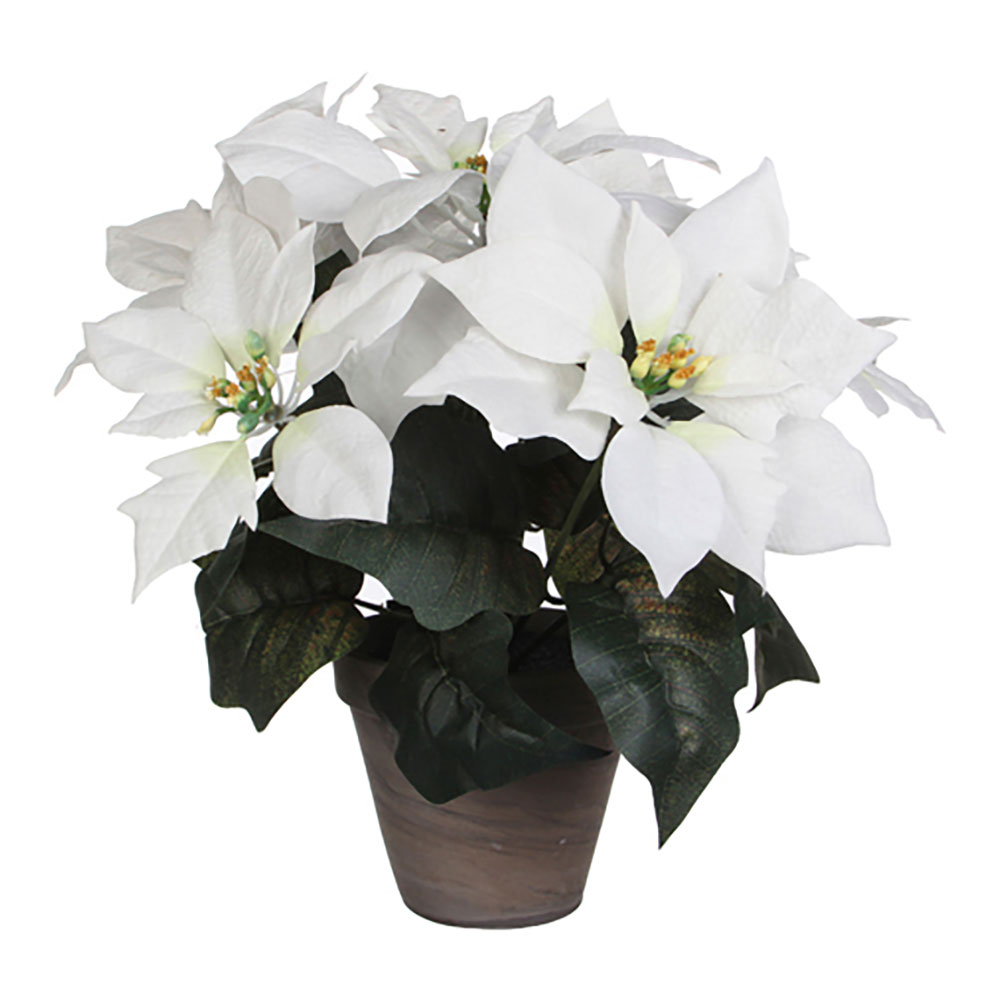 PLANTA ARTIFICIAL DE PASCUA BLANCA-POINSETTIA 27x35cm