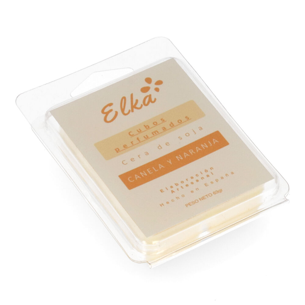 PAQUETE DE 6 CUBOS DE CERA CANELA Y NARANJA. 100% CERA DE SOJA NATURAL ELKA