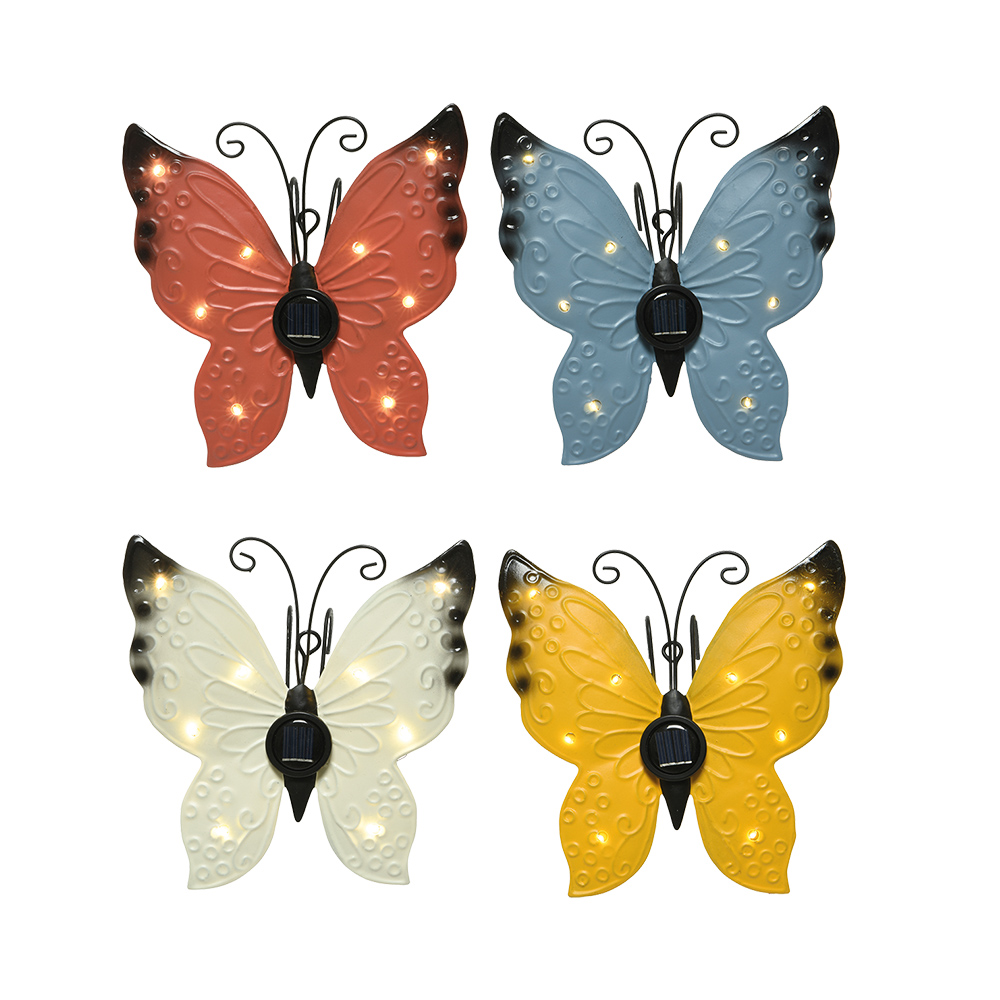 LUZ SOLAR METALICA CON FORMA DE MARIPOSA 17,8x6x4cm COLORES SURTIDOS