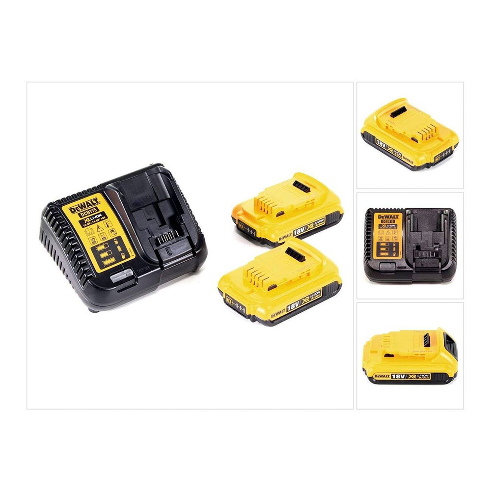 KIT 2 BATERIAS DE CARRIL XR 18V Li-Ion 2Ah Y CARGADOR DCB115D2-QW DEWALT