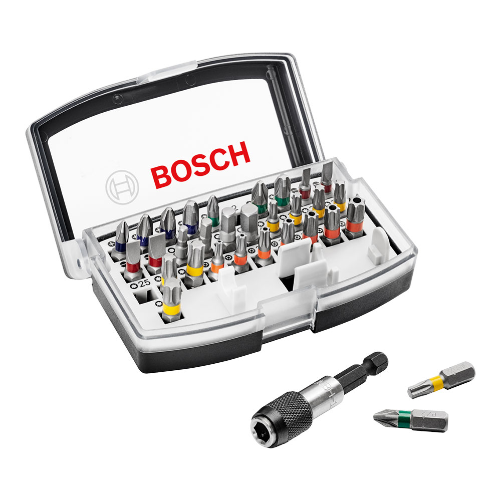 SET DE 32 PUNTAS DE ATORNILLAR, PH, PZ, H, T Y SOPORTE UNIVERSAL DE CAMBIO RÁPIDO 2607017319 BOSCH