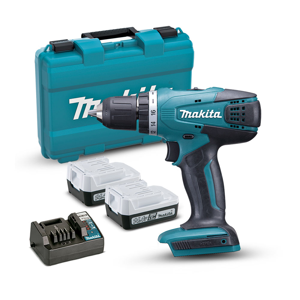 TALADRO ATONILLADOR 14,4V + 2 BATERIAS LITIO-ION + CARGADOR DF347D001 CON MALETIN MAKITA