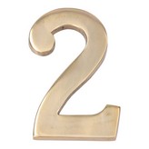 NUMERO 2 LATON PULIDO 10cm FIJACION INVISIBLE EDM