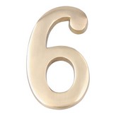 NUMERO 6 LATON PULIDO 10cm FIJACION INVISIBLE EDM