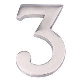 NUMERO 3 NIQUEL MATE 10cm FIJACION INVISIBLE EDM