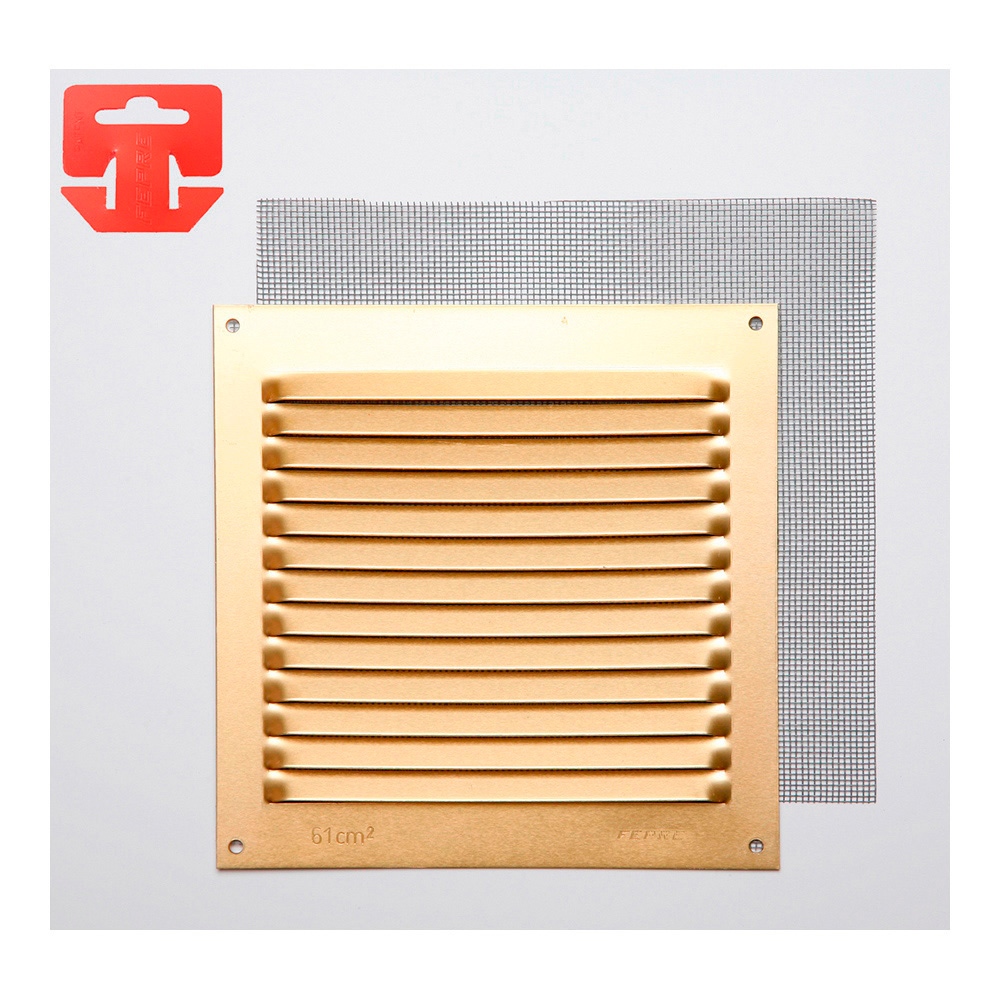 REJILLA CON MOSQUITERA. ALUMINIO 0.8 ORO 150x150mm (G) - Ítem
