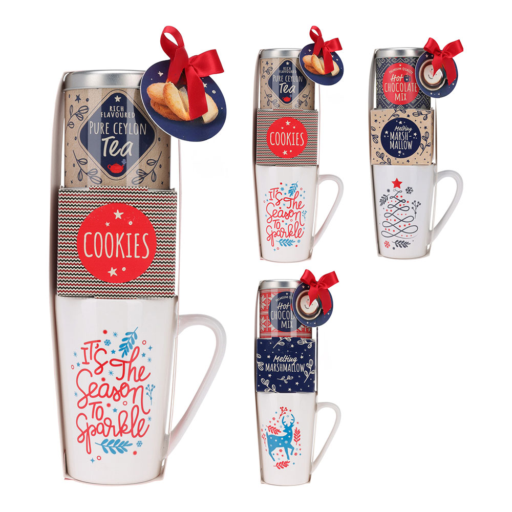 TAZA CON SET DE 3 PIEZAS ESPECIAL NAVIDAD MODELOS SURTIDOS. - Ítem
