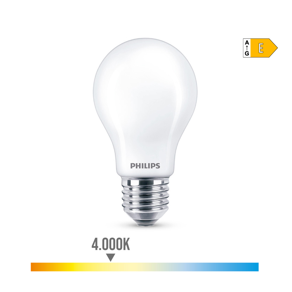 BOMBILLA STANDARD LED E27 8,5W 1.055lm 4000K LUZ DIA Ø6x10,4cm. PHILIPS