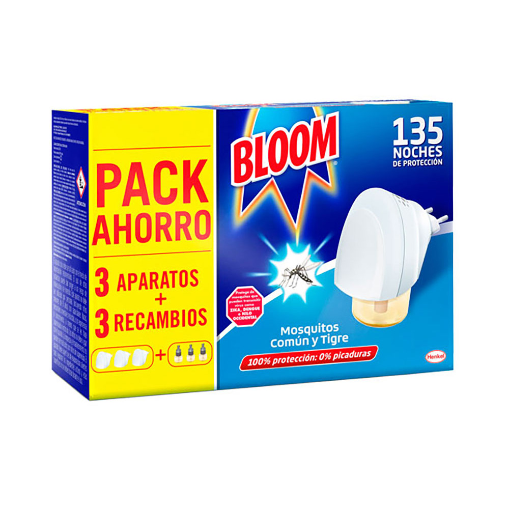 PACK AHORRO INSECT BLOOM 3 unid. APARATO+3 RECAMBIOS MOSQUITOS COMÚN Y TIGRE