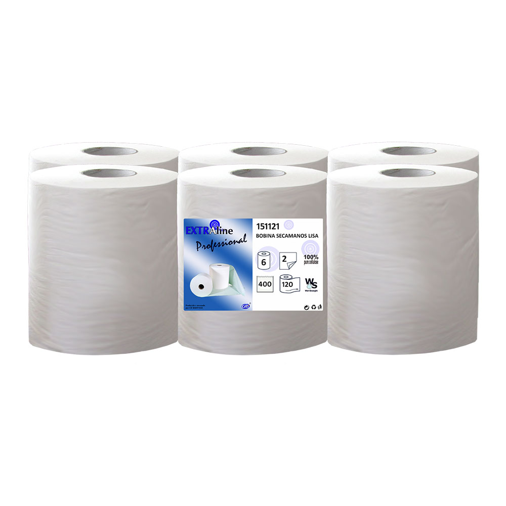 PACK DE 6 ROLLOS BOBINA DE PAPEL SECAMANOS CETI - Ítem