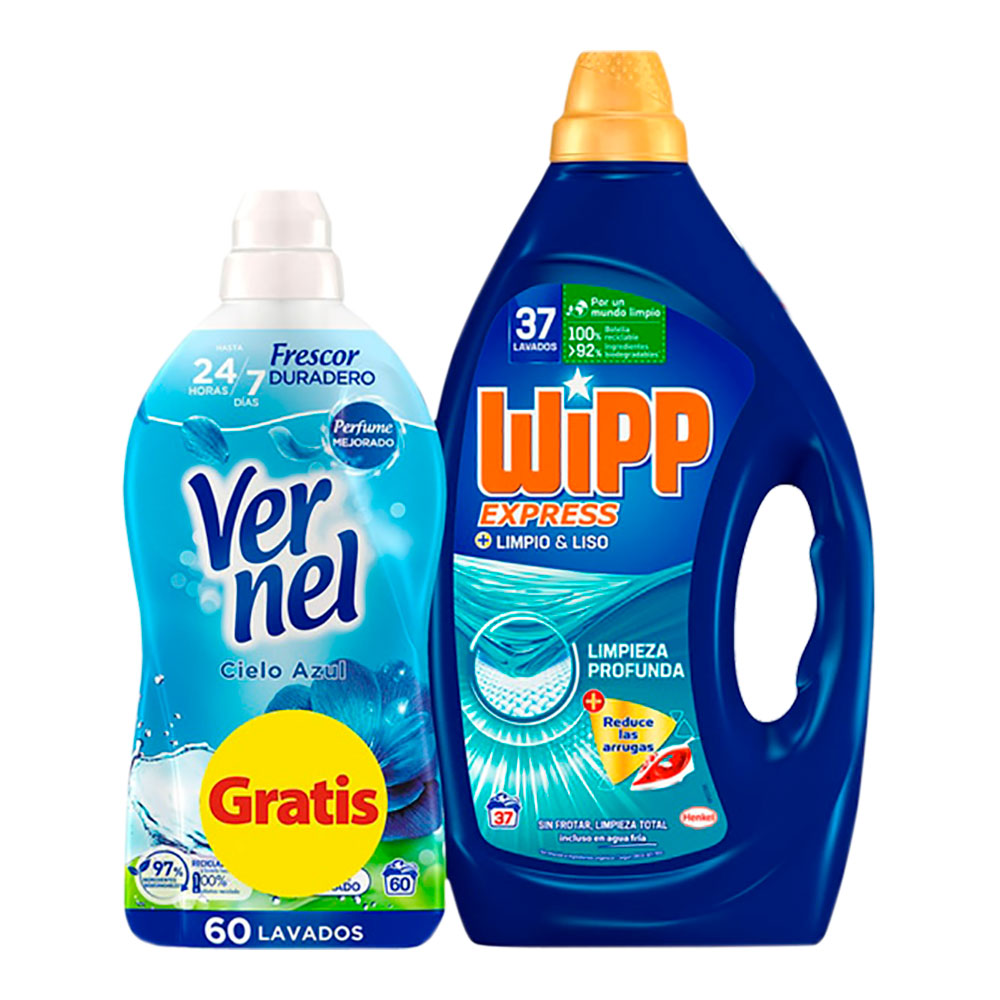PACK DETERGENTE WIPP GEL LIMPIO LISO 37 + VERNEL 60 LAVADOS - Ítem