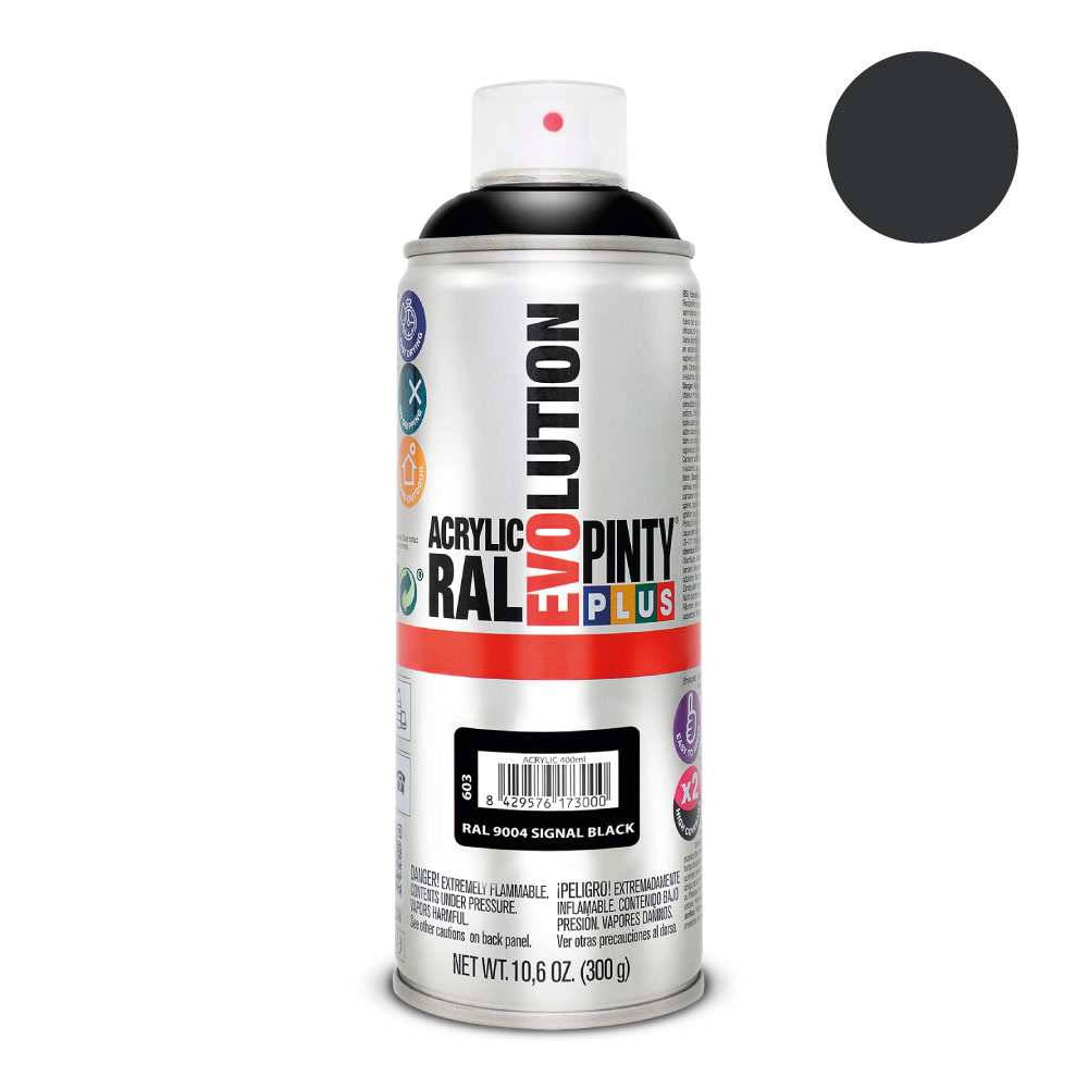 PINTURA EN SPRAY PINTYPLUS EVOLUTION 520cc RAL 9004 NEGRO SEÑALES