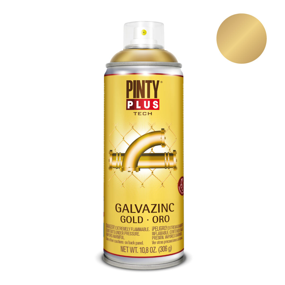 PINTURA EN SPRAY PINTYPLUS TECH GALVAZINC 520cc ORO BRILLO G151